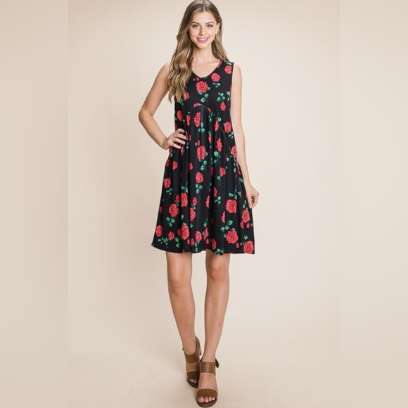 BOMBOM Floral Ruched Tank Dress - Picture 5 of 5